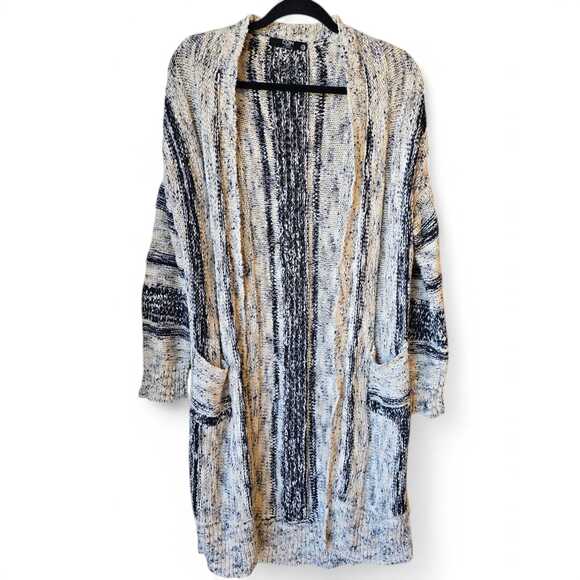 Coin 1804 Sweaters - Coin 1804 Women's Open Front Long Cardigan Size S Blue Tie Dye Boho 70s